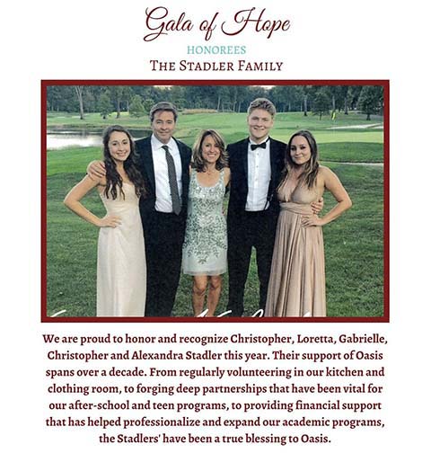 Oasis 2022 Gala of Hope honoring the Stadler Family