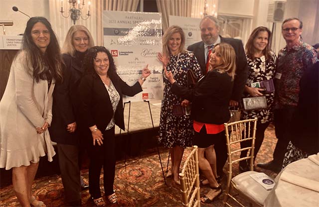 Partners Celebrate Hope Spring Benefit - Deb Nappi, treasurer, Jessica Ossi Nackman, Fran Mareiness, Lisa Overley, John Coyle, Karen Arakelian, President, Alexandra Elliott, Paul Elliott 



